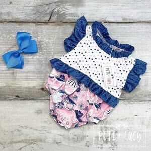 PETE + LUCY Vintage Tea Ruffle Romper Infant Baby 3-6 months